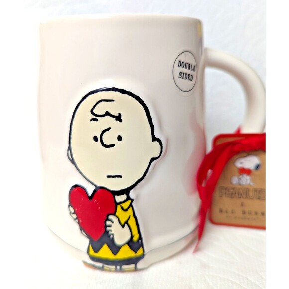 Rae Dunn Peanuts Charlie Brown Red Heart Be My Valentine Ceramic Coffee Mug - Picture 1 of 6